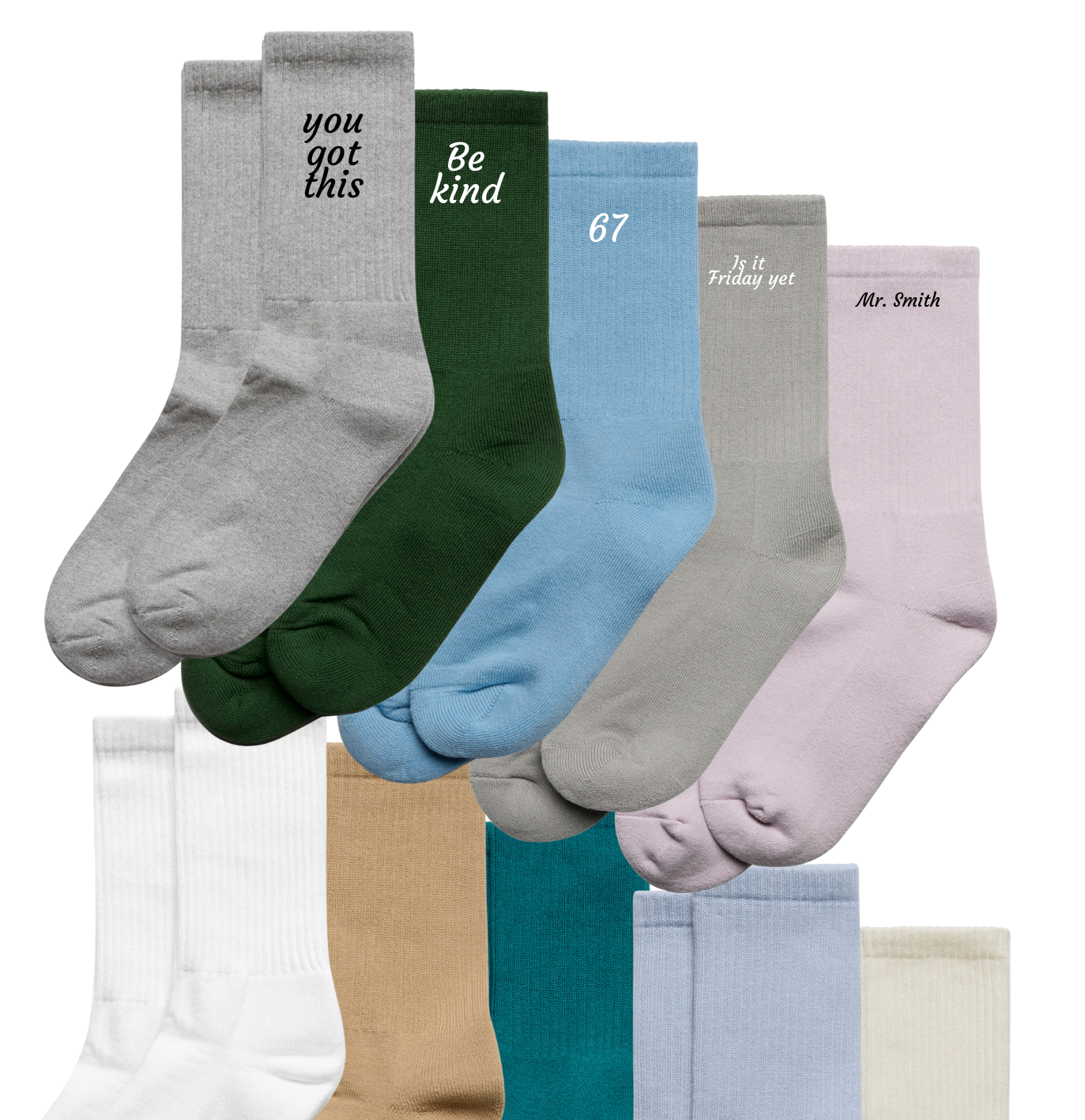 5 Pack Personalised Embroidered socks