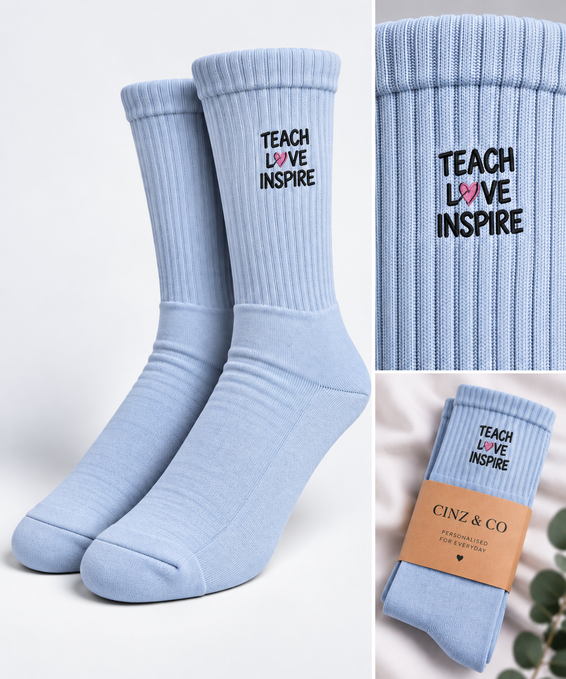 Personalised Teach Love Inspire Socks
